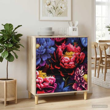 vidaXL Ladekast KIEL Donker pioenroosprint 66 x 36,5 x 75 cm, Verzenden