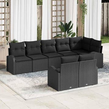 vidaXL Tuinbank Set 8 st 8-Aantal zitplaatsen poly rattan, Verzenden