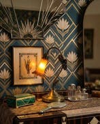 Esprit Tiffany/ Daum - Lampe de table - Laiton, Pâte de
