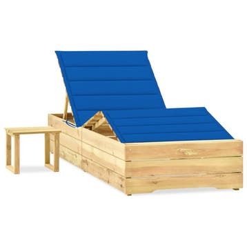 vidaXL Ligbed met tafeltje en kussen geïmpregneerd, Tuin en Terras, Verzenden, Nieuw