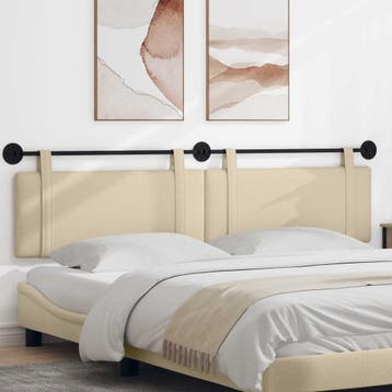 vidaXL Hangend hoofdbord Crème Stof, Verzenden