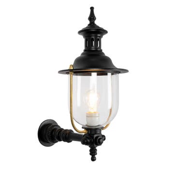 Buitenverlichting wand rond Lindau Muurlamp Zwart, Tuin en Terras, Verzenden, Nieuw