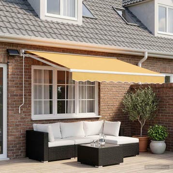 vidaXL Handbediende luifel met LEDs Zand 3,5 x 2,5 m, Verzenden