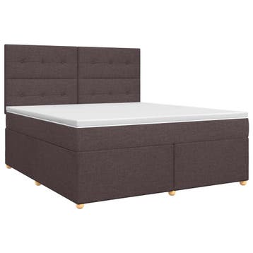 vidaXL Boxspringbed met matras Donkerbruin 140 x 190 cm Stof, Verzenden