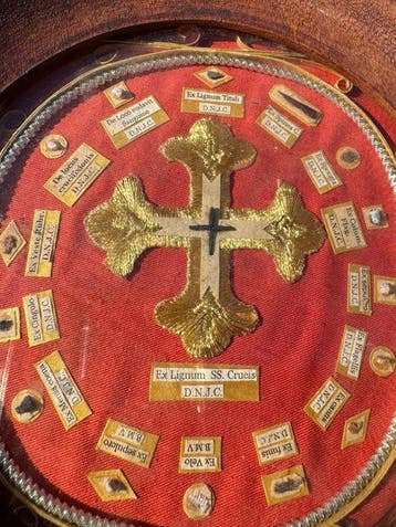 Reliekhouder - Glas, Textiel, Hout - 1850-1900 - Heilige