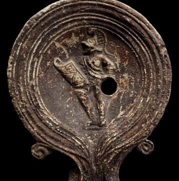 Oud-Romeins Terracotta - Olielamp in sigillata - Gladiator -