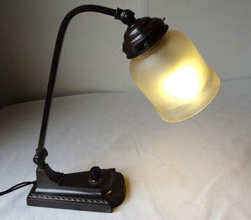Tafellamp - Antieke Art Deco Tafellamp - Notarislamp -, Antiek en Kunst