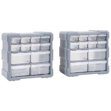 vidaXL Organisers met 12 lades 2 st 26,5x16x26 cm, Verzenden, Nieuw