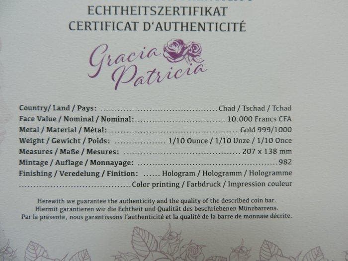 Tchad. 10.000 Francs 2022 Principessa Gracia Patricia, Timbres & Monnaies, Monnaies | Europe | Monnaies non-euro