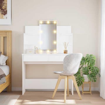 vidaXL Kaptafel met LED-verlichting 96x40x142 cm wit, Huis en Inrichting, Tafels | Kaptafels, Verzenden, Nieuw