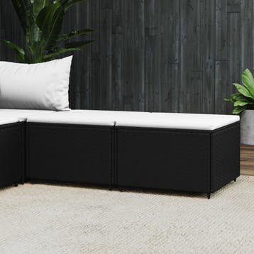 vidaXL Voetensteunen 2 st met kussen poly rattan zwart, Verzenden, Nieuw