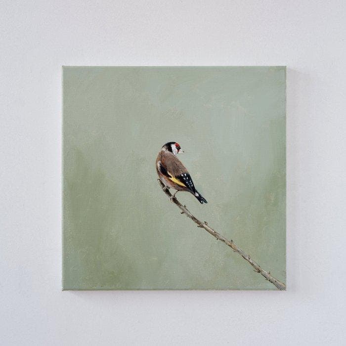 Matthieu van Riel - Goldfinch on a Branch, Antiquités & Art, Art | Peinture | Moderne