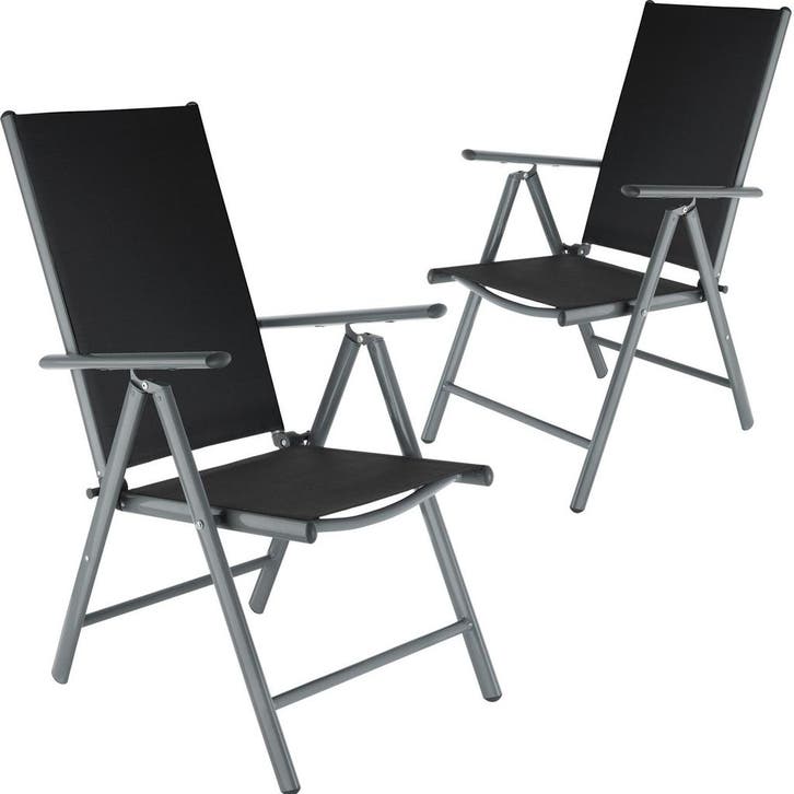 tectake Opvouwbare aluminium tuinstoelen - antraciet / zwart, Tuin en Terras, Overige Tuin en Terras, Verzenden