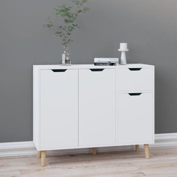 vidaXL Dressoir 90x30x72 cm bewerkt hout hoogglans wit, Verzenden