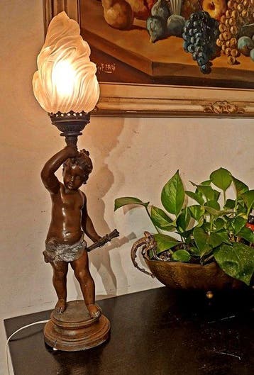 August Moreau, after, 55 cm - Lampe de table - En alliage -