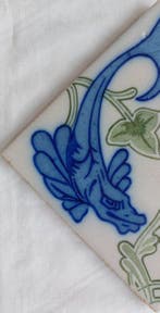 Jugendstil Tegel - Art nouveau tegel met vissen - Onda - Art, Antiek en Kunst