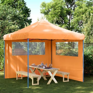 vidaXL Partytent inklapbaar pop-up met 2 zijwanden oranje, Verzenden, Nieuw