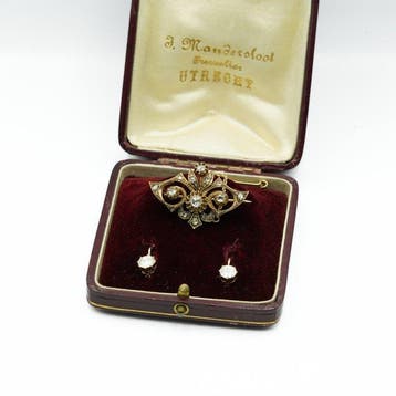Ensemble de bijoux 2 pièces - 14 carats Or jaune - Diamant