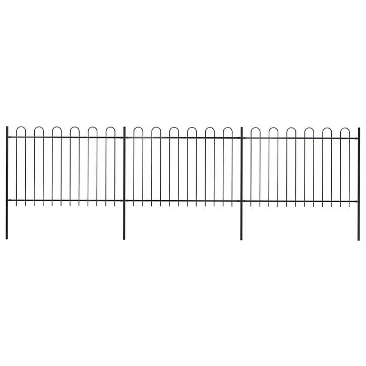 vidaXL Tuinhek met ringtop staal 537x120 cm zwart, Tuin en Terras, Tuinhekken en Hekwerk, Nieuw, Verzenden