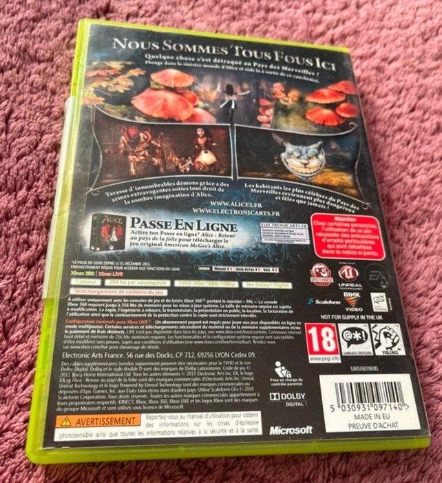 Microsoft - Xbox 360 - Alice Retour au pays de la folie -, Games en Spelcomputers, Spelcomputers | Overige Accessoires
