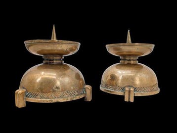 Paire de Pique-cierges Bronze - Kaarsenhouder (2) - Verguld, Antiek en Kunst