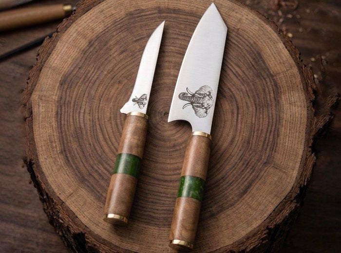 Kitchen, Chef Knife, Etching with Elephant logo, Hand Forged, Antiquités & Art, Antiquités | Ustensiles de cuisine