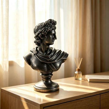 Sculpture, Apollo — Neoclassical Male Bust, Dark Patinated, Antiquités & Art