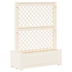 vidaXL Grote plantenbak met trellis Wit 99,5 x 43 x 133,5 PP, Doe-het-zelf en Bouw, Containers, Verzenden
