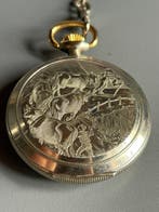 Swiss 17-Jewel Decorated Pastoral Theme Mechanical Pocket