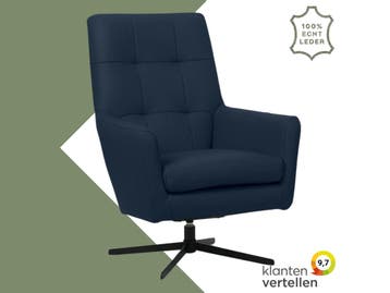 Leren draaifauteuil Central - Toledo Kobalt (blauw), Nieuw, Ophalen of Verzenden, 75 tot 100 cm, Industrieel, Modern