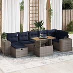 vidaXL 8-delige Loungeset met kussens poly rattan acacia, Verzenden, Nieuw, Loungeset