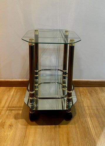 Pied de table - Laiton, Cristal, Verre