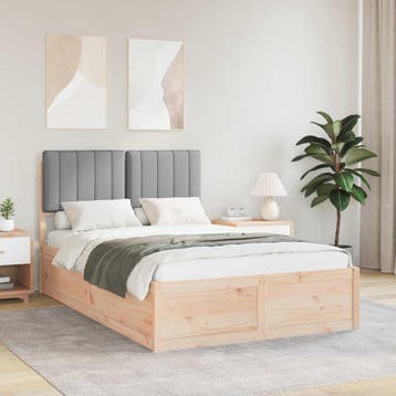 vidaXL Bedframe met Gevoerde Hoofdbord Lichtgrijs 120 x 200, Verzenden, Nieuw
