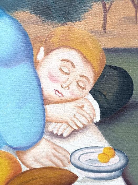 Scuola europea (XX), da Fernando Botero - La siesta, Antiek en Kunst, Kunst | Schilderijen | Klassiek