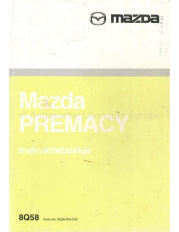 2001 MAZDA PREMACY INSTRUCTIEBOEKJE NEDERLANDS, Auto diversen