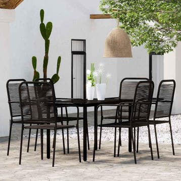 vidaXL 7-delige Tuinset zwart, Verzenden, Tuinset