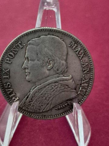 Wereld. Vatican 20 Baiocchi Silver 1862, World Coins, USA