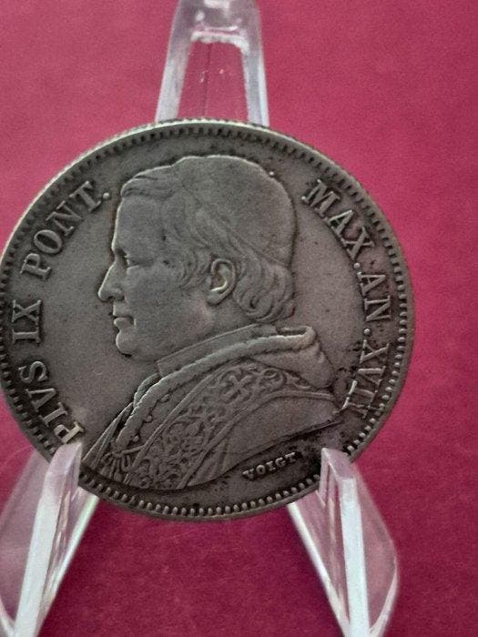 Wereld. Vatican 20 Baiocchi Silver 1862, World Coins, USA, Postzegels en Munten, Munten | Europa | Niet-Euromunten
