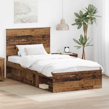 vidaXL Bedframe met hoofdeinde Oudhout 100 x 200 cm Massief, Verzenden, Nieuw