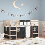 vidaXL Kinderhoogslaper met gordijnen 90x200 cm grenenhout, Verzenden