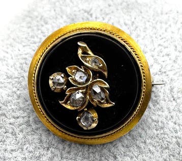 Sans prix de réserve - Broche Argent - Onyx