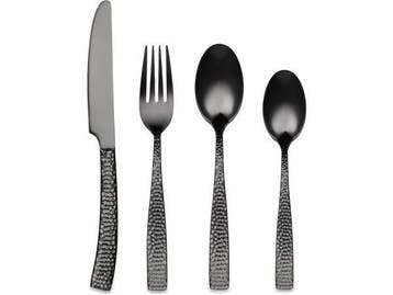 Veiling - Bestekset zwart 24-delig hamered, Maison & Meubles, Cuisine | Couverts