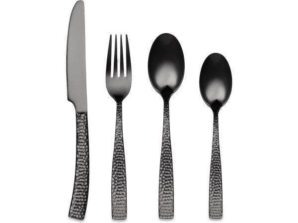 Veiling - Bestekset zwart 24-delig hamered, Maison & Meubles, Cuisine | Couverts
