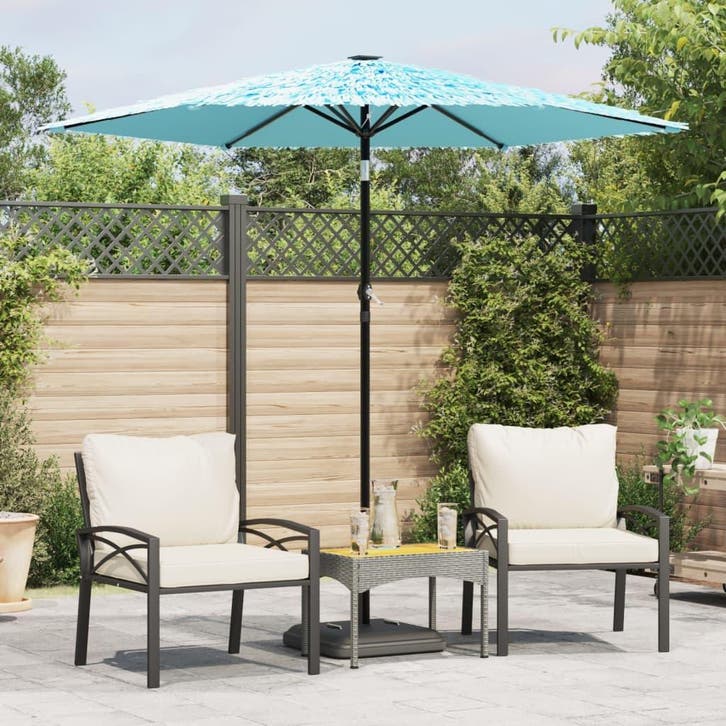 vidaXL Parasol met stalen paal 223x223x213 cm blauw, Tuin en Terras, Parasols, Nieuw, Verzenden