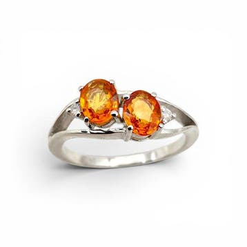 Sans prix de réserve - Bague Argent - Saphir orange –