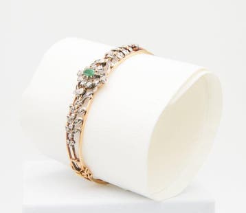 Armband - 18 karaat Roségoud, Zilver Smaragd - Diamant