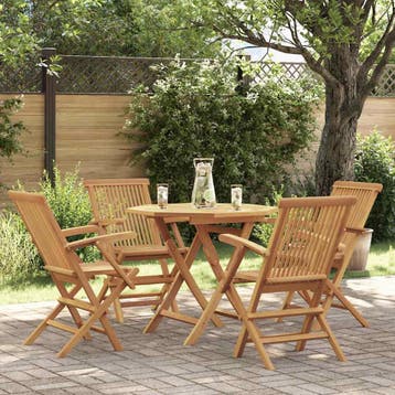 vidaXL 5-delige Tuinset massief teakhout, Verzenden, Nieuw, Tuinset