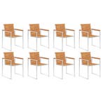 vidaXL Tuinstoelen 8 st massief acaciahout en roestvrij, Tuin en Terras, Tuinstoelen, Verzenden, Nieuw