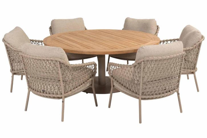 4 Seasons Outdoor Sardinia low dining tuinset latte met Saba, Tuin en Terras, Tuinsets en Loungesets