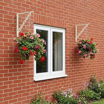 vidaXL Wandplankbeugels 2 st Antiek wit 21 x 21 x 3.5 cm, Verzenden, Nieuw